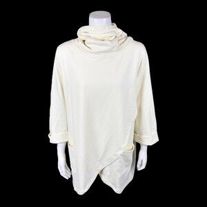 Studio Park x Jayne Brown French Terry Cowl Neck Tunic Cream Large A516259